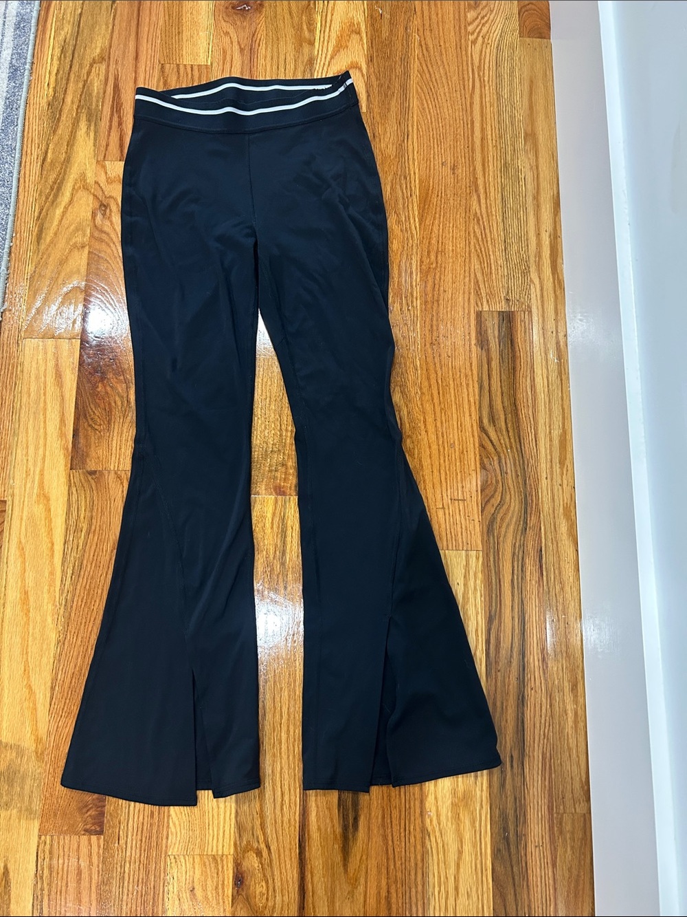 JoyLab Black Flare Athletic Pants with Striped Waistband